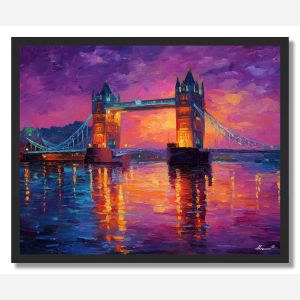 LONDON TOWER BRIDGE SUNSET RIVER - FRAMED