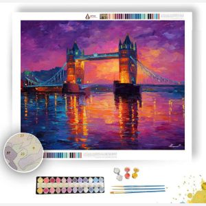 LONDON TOWER BRIDGE SUNSET RIVER - Paint by Numbers Full Kit