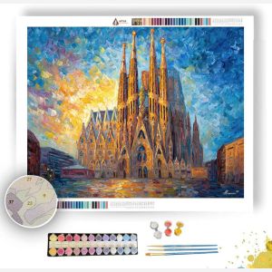 BARCELONA SAGRADA FAMILIA SUNBURST - Paint by Numbers Full Kit