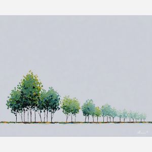 pixel forest, minimal trees, tiny pixel line art, green tree strip, simple nature pixel style, 8-bit forest, minimal silhouette, geometric trees