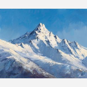 pixel snowy mountain, minimal peak, 8-bit nature, white summit, gray foothills, simple pixel landscape, geometric mountain art