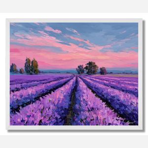 PIXEL LAVENDER FIELD - FRAMED