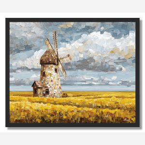PIXEL WINDMILL FIELDS - FRAMED
