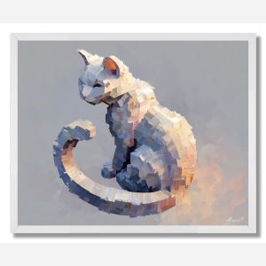 ISO CAT SITTING VOXEL - FRAMED