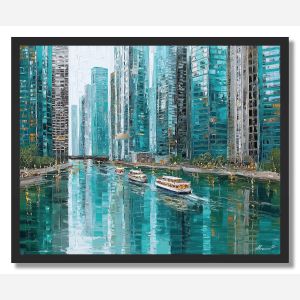 CHICAGO RIVER GLASS TOWERS - FRAMED