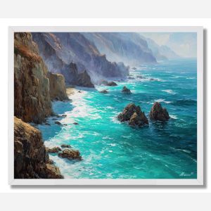 BIG SUR CLIFFS AND PACIFIC MIST - FRAMED