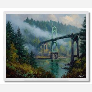 PORTLAND ST JOHNS BRIDGE MIST - FRAMED