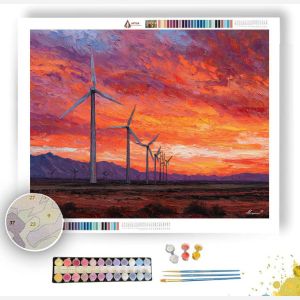 MOJAVE WINDMILL SUNSET FIELD - Paint by Numbers Full Kit