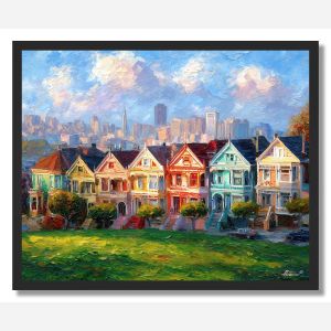 SAN FRANCISCO PAINTED LADIES GLOW - FRAMED