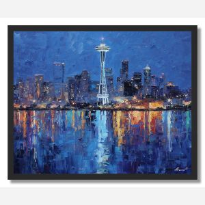 SEATTLE SPACE NEEDLE TWILIGHT - FRAMED