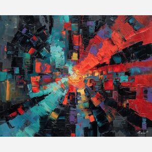 graffiti motion, red teal strokes, street energy art, urban abstract shapes, bold spray patterns, art with movement, graffiti acceleration, vibrant color arcs, dynamic mural