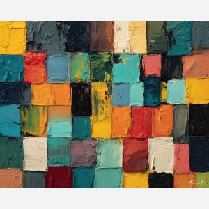 graffiti grid, block graffiti art, yellow teal black red palette, geometric street art shapes, urban grid mural