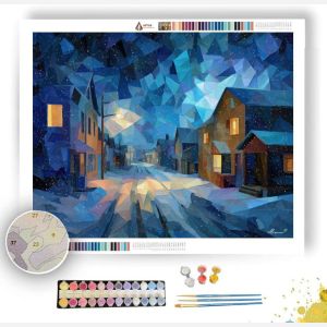 GEOMETRIC SNOWFALL NIGHT - Paint by Numbers Full Kit