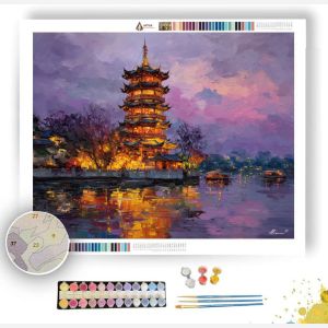 WUHAN YELLOW CRANE TOWER NIGHTFALL - Paint by Numbers Full Kit