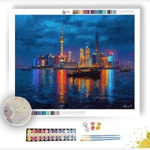 SHANGHAI SKYLINE AT BLUE HOUR - Paint by Numbers Full Kit