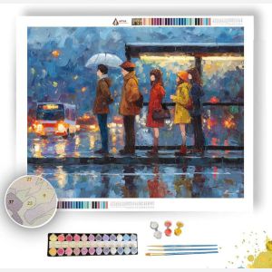 CITY BUS STOP RAIN - Paint by Numbers Full Kit