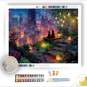 CITY ROOFTOP NIGHT GARDEN - Paint by Numbers Full Kit