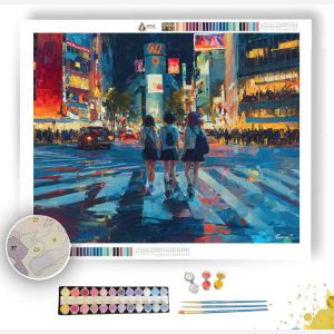 CITY NIGHT CROSSWALK - Paint by Numbers Full Kit