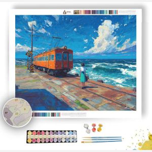 SEASIDE TRAIN CROSSING - Paint by Numbers Full Kit