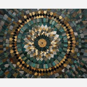 stone mandala, mosaic symmetry, brown grey palette, earth tone mandala, textured stone pattern, geometric mosaic art, natural pattern circle, grounded mandala design