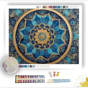 BLUE TEMPLE MANDALA - Paint by Numbers Full Kit