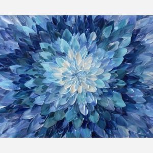 crystal mandala, frozen bloom pattern, icy blue palette, geometric frost design, cold mandala symmetry, crystalline flower art