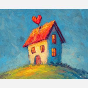 doodle house, heart chimney sketch, smiling windows art, playful home illustration, simple house doodle, cute architecture sketch