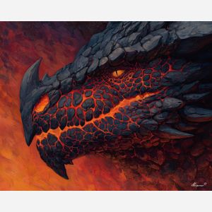 lava dragon, magma creature, glowing scale cracks, volcanic fire, molten landscape, fiery dragon design, red orange glow