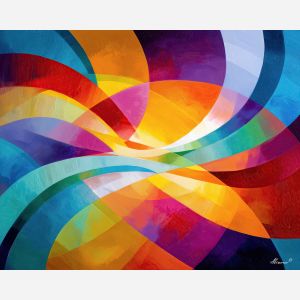 modern arcs, sweeping curves, dynamic abstract, bright color forms, contemporary geometry, bold curved shapes, radiant modern palette, graphic arc composition