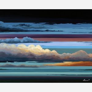 horizontal bands, simplified sky palette, modern minimalism, color layers, calm atmospheric art, abstract sky design, pastel sky blocks