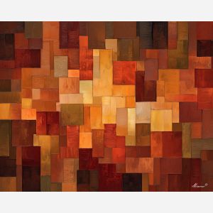 rectangular panels, warm sunset tones, segmented landscape, modern abstract sunset, graphic panels, color fade blocks, structured horizon
