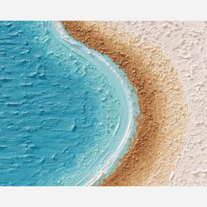 pixel coastline, minimal beach, sand curve pixel, cyan water, 8-bit shoreline, simple beach art, pastel ocean pixel
