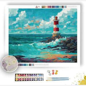 PIXEL LIGHTHOUSE SHORE - Paint by Numbers Full Kit