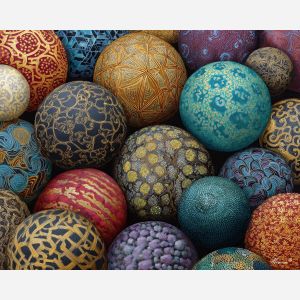 patterned spheres, zentangle circles, distinct textures, complex doodles, abstract matrix, geometric layout, repeating patterns, connected shapes, intricate line spheres