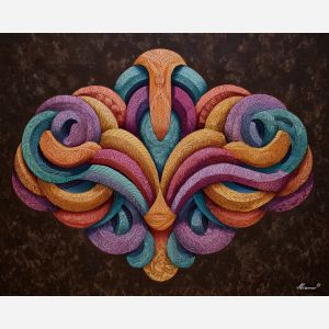 zentangle ribbons, interlocked arcs, crest motif, abstract geometry, repeated textures, decorative arc lines, intricate patterned loops, symmetrical crest design