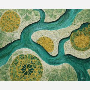 zentangle river, flowing lines, water motifs, patterned waves, abstract current, line-based art, repetitive shapes, intricate water design, meditative drawing, fluid textures