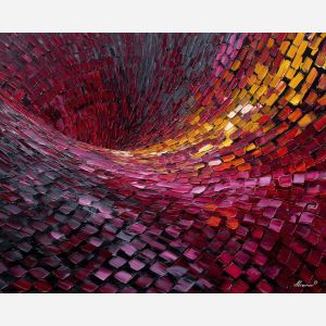 a disciplined grid that drifts and curls into a subtle wave, an ambiguous field where structure and openness compete, soft tans, pale grays, and faint blue washes, gentle, analytical, and quietly mesmerizing, optical illusion painting, impossible perspective, surreal geometry, abstract architecture, depth distortion, visual paradox, oil painting palette knife style, thick textured strokes, illusion art, mind bending space, dreamlike perspective, geometric abstraction