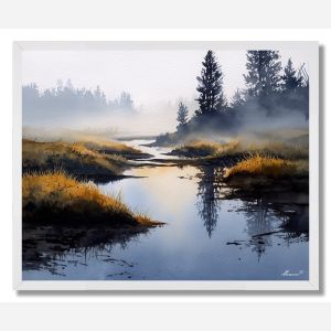 WATERCOLOR LUMINOUS MARSH - FRAMED