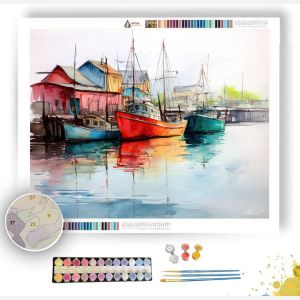 WATERCOLOR QUIET HARBOR - Paint by Numbers Full Kit