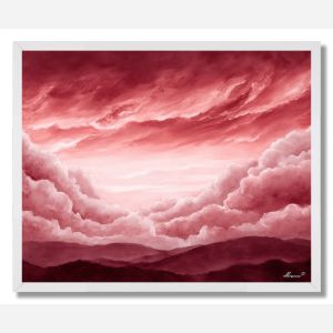 WATERCOLOR CRIMSON SKY VISTA - FRAMED
