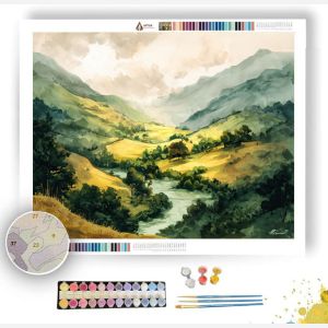WATERCOLOR SUNLIT VALLEY - Paint by Numbers Full Kit
