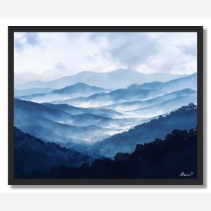 WATERCOLOR BLUE MIST RIDGE - FRAMED