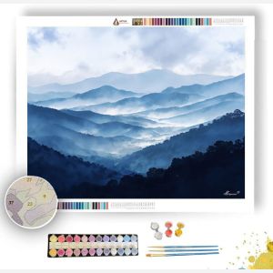 WATERCOLOR BLUE MIST RIDGE - Paint by Numbers Full Kit