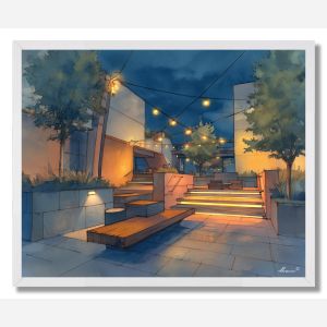 NOCTURNAL PLAZA - FRAMED