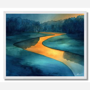 WATERCOLOR RIVERBEND GLOW - FRAMED