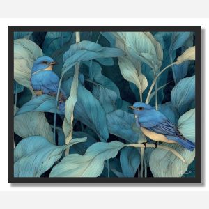 WATERCOLOR BLUEBIRD GLADE - FRAMED
