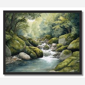 WATERCOLOR TRANQUIL STREAM - FRAMED