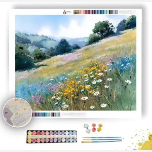 WATERCOLOR HILLSIDE MEADOW - Paint by Numbers Full Kit