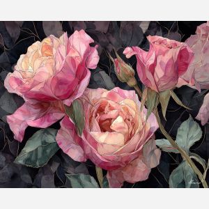 a, composition, of, blossoming, rose, arranged, in, graceful, soft washes, pastel hues, natural flow, gentle gradients, atmospheric depth, textural blending, organic motion, diffused light, fine pigments, layered tones