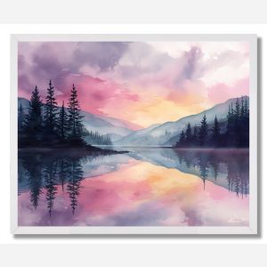 WATERCOLOR LAKE SERENITY - FRAMED